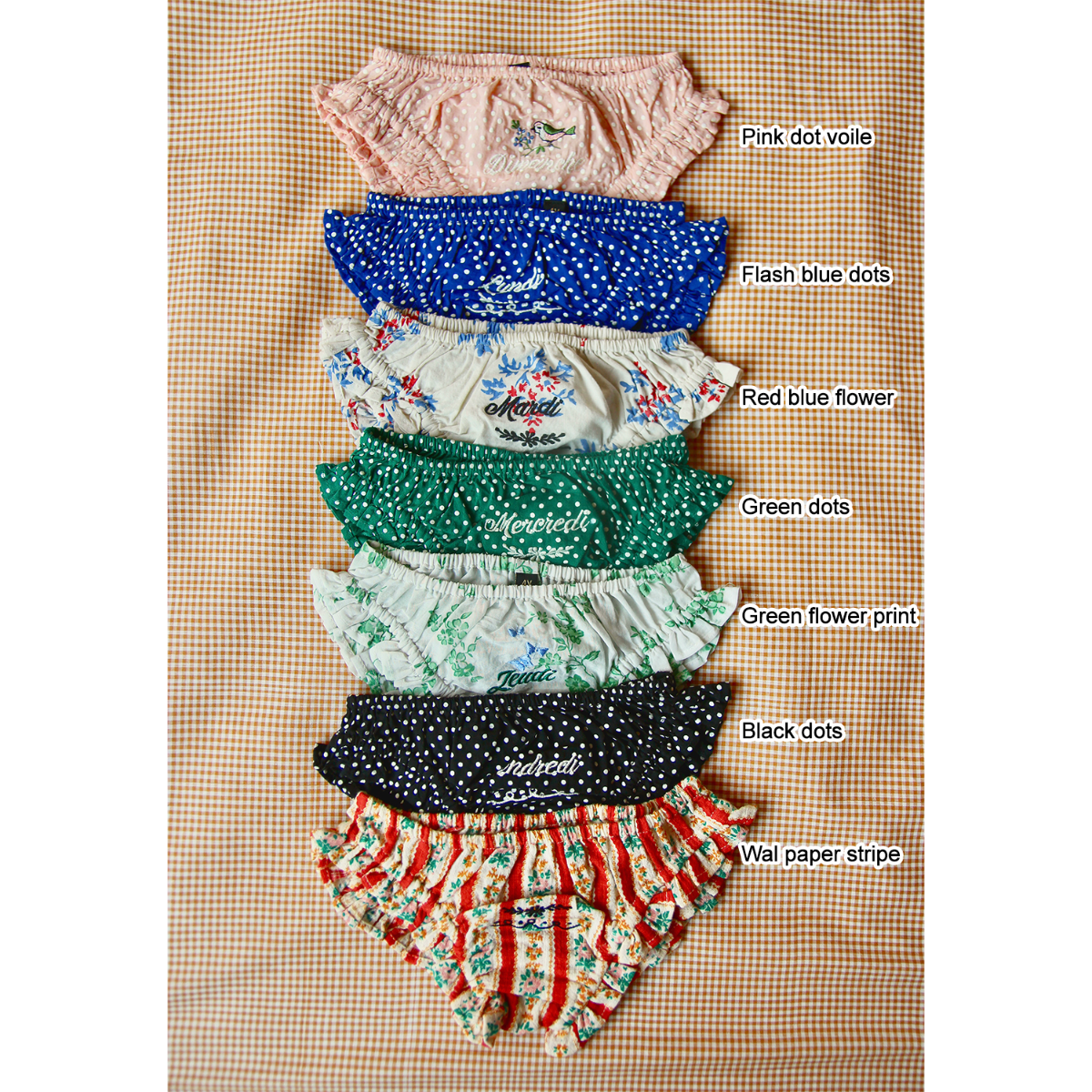 embroidered panties(Green dots)