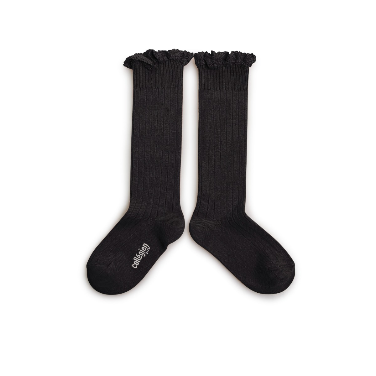 Lace-Trim Ribbed Knee-high Socks(NO.783)