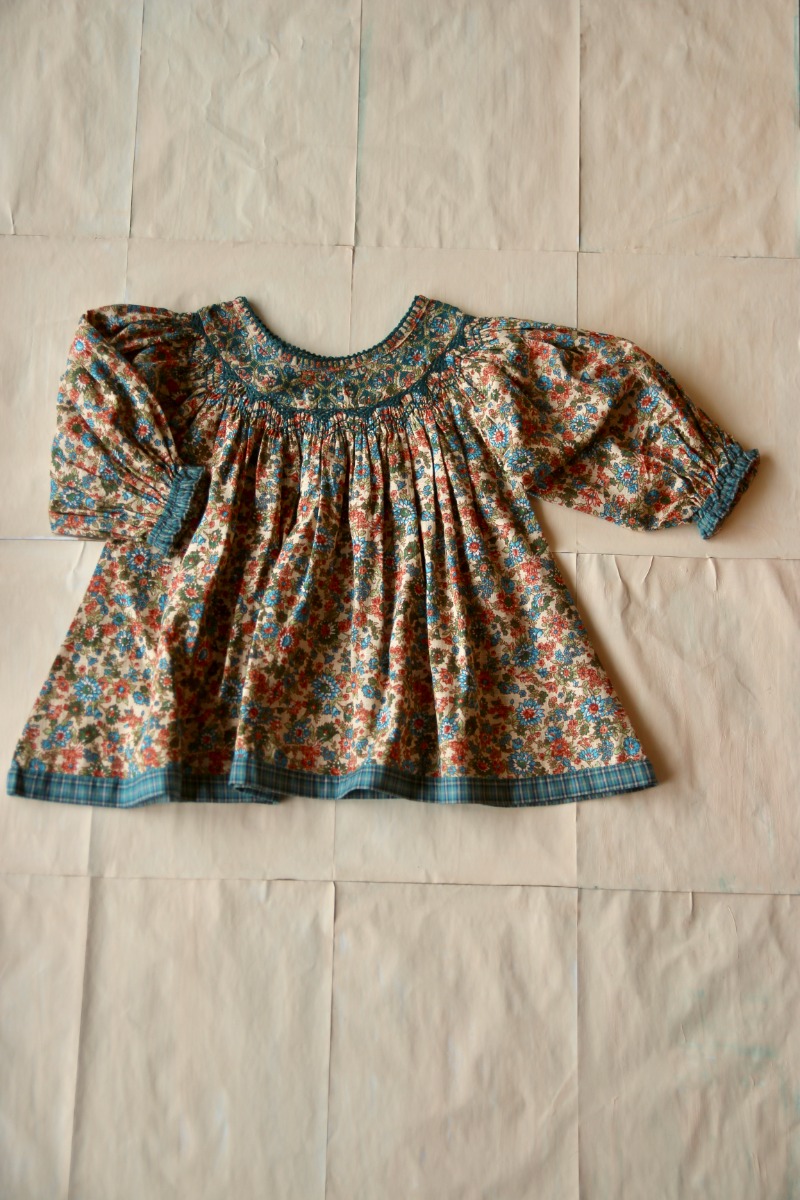 Butterfly blouse with cross embroidery