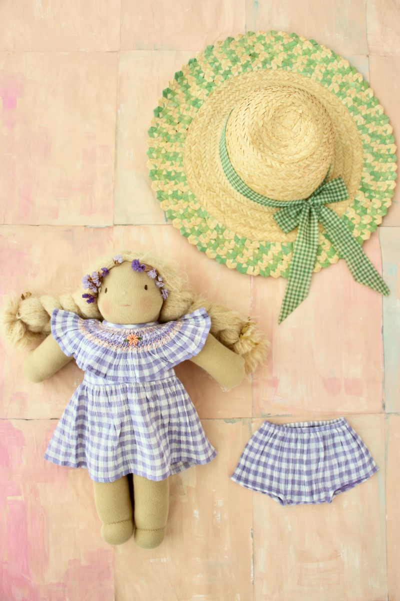 Doll Dress with panty(Violet Gingham)
