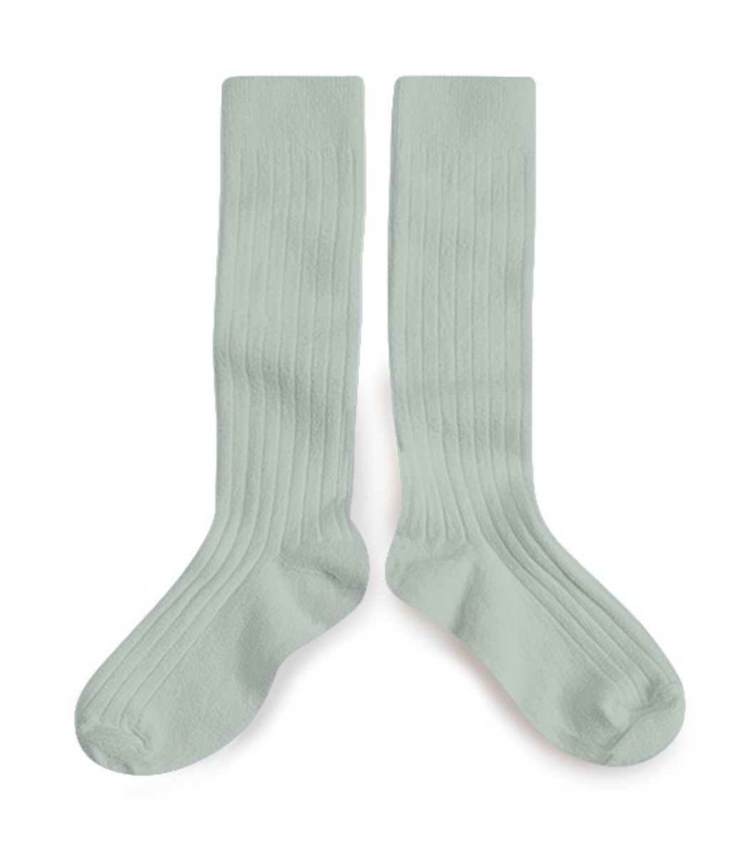 Ribbed Knee-high Socks - Aigue Marine #876