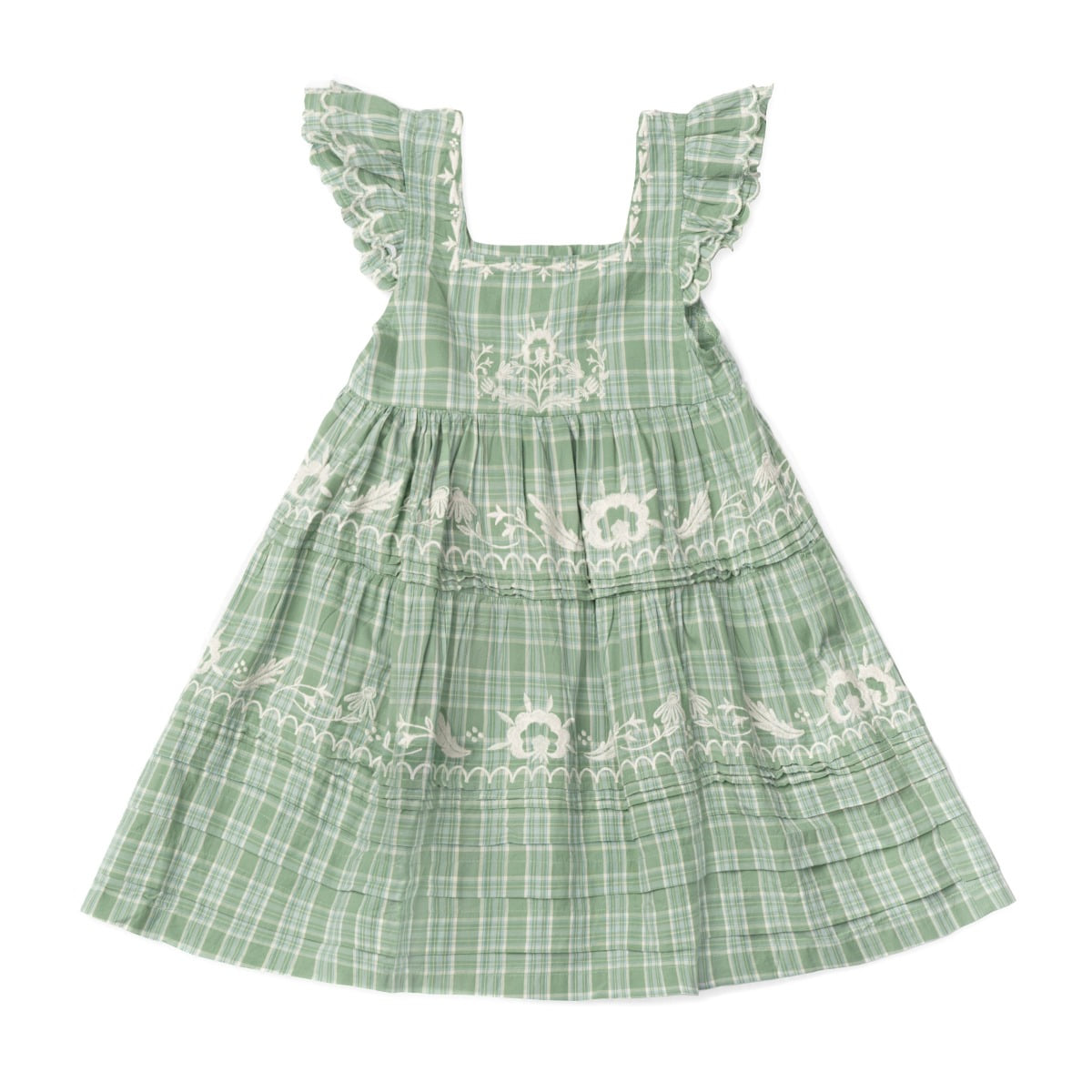 NANETTE DRESS(GARDEN PLAID WITH EMBROIDERY)