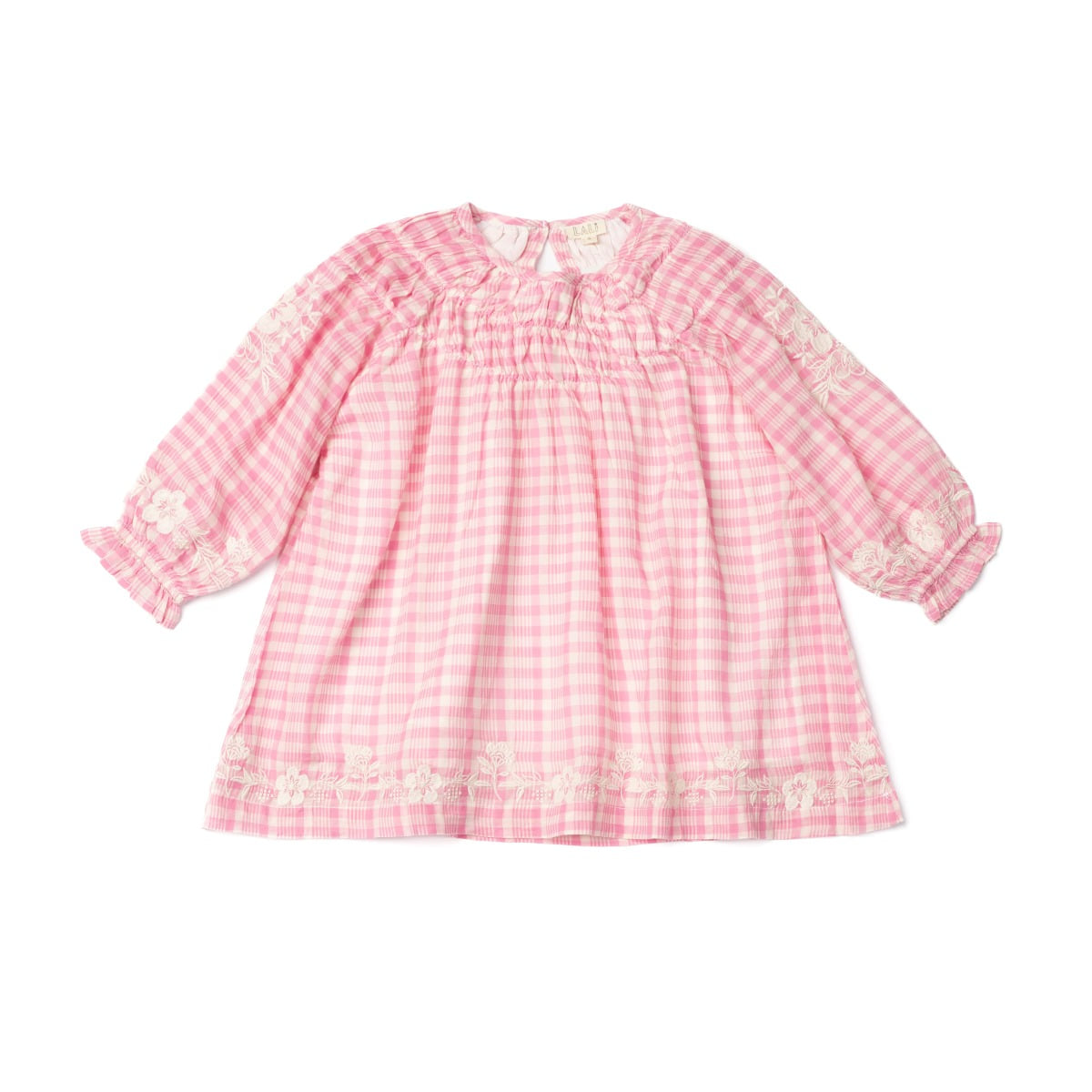 TULIP DRESS(PINK PICNIC PLAID WITH EMBROIDERY)